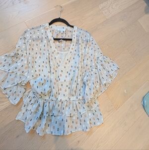 Current Air Cream Polka Dot Blouse